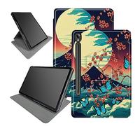 Mount Fuji Sakura - Custodia per Samsung Galaxy Tab S9 11" 2023 rilasciato (modello: SM-X710/SM-X716B/SM-X718U), con portapenne, rotazione a 360 gradi, angoli di visione multipli con auto sleep/wake