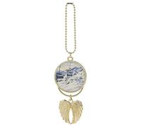 Mount Horsney Ski Lift Car Hanging Ornament Rear View Mirror Pendant Cute Car Mirror Decor Estetica Divertente Ciondolo Auto Charms Regali per Uomini Donne Stile Oro