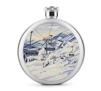 Mount Horsney Ski Lift - Fiaschetta rotonda da 141,7 ml, in acciaio inox, a prova di perdite, portatile, bottiglia per vino o liquore, simpatica fiaschetta per whisky, per uomo e donna, idea regalo
