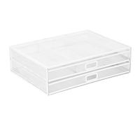 Mount-It! Supporto per monitor in rete [metallo] organizer da scrivania con due cassetti estraibili per desktop, laptop e stampante e accessori per ufficio (bianco)