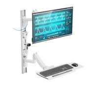 Mount Plus MED10 Supporto da parete per monitor medico con vassoio pieghevole per tastiera e tappetino per mouse, supporto per scanner | Design pieghevole con regolazione dell'altezza per monitor da