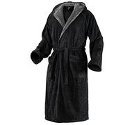 Mount Swiss Accappatoio da donna e uomo in ARBON con cappuccio in pregiato cotone, vestaglia soffice, spugna, kimono con colori e taglie a scelta S - 8XL I Bath-Robe Öko-Tex Standard 100, Nero , XXL