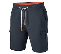 Mount Swiss Pantaloncini cargo da uomo, bermuda da uomo, con 6 tasche e velcro, chiusura con strappo, per il tempo libero, pantaloni cargo da uomo, in colori classici, taglia S - 6XL, blu navy, M