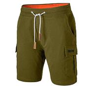 Mount Swiss Pantaloncini cargo da uomo, bermuda, da uomo, con 6 tasche e velcro, chiusura con strappo, per il tempo libero, da uomo, in colori classici, taglia S - 8XL, Oliva, M