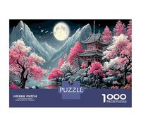 Mountain And River Flowers Puzzle Divertente Gioco Per Famiglie 1000 Pezzi Under The Moon Ancient Architecture Puzzle Decorazione Per La Casa Per Adulti E Ragazzi 52x38cm/1000pcs