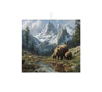 Mountain Bears - Tappetino scolapiatti per bancone della cucina, tappetino assorbente per scolapiatti rustico, in microfibra, per bancone della cucina, 40,6 x 45,7 cm