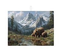 Mountain Bears - Tappetino scolapiatti per bancone della cucina, tappetino assorbente per scolapiatti rustico, in microfibra, per bancone della cucina, 45 x 61 cm