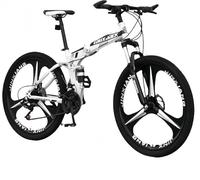 Mountain Bike con Doppio Freno A Disco, Bicicletta da Montagna Pieghevole da Uomo E da Donna A 24 velocità, Doppio Assorbimento degli Urti Anteriore E Posteriore, Maniglia, White And Black, A