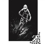 Mountain bike di notte Jigsaw Puzzle 38x26cm/1000pcs Adulti Scena Sportiva in Bianco e Nero Puzzle Gioco Educativo Decorazioni Per La Casa