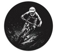 Mountain bike di notte, Scena sportiva in bianco e nero Puzzle Sostenibili Con Motivi Per Adulti Da Gioco in Legno Di Alta Qualità 1000pcs (67.5x67.5cm)