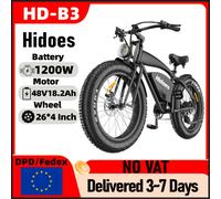 Mountain bike elettrica Hidoes B3 26 * 4.0 pollici Pneumatici grassi fuoristrada 1200W Motore brushless 60 km / h Velocità massima 48 V 18,2 Ah 50-60 km Chilometraggio 1200W 48V18.2Ah