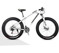 Mountain bike per pneumatici grassi da uomo e donna, in bicicletta MTB per la spiaggia per la spiaggia a sospensione completa per adulti, 20/26/26 pollici, 21-30 velocità, freni a disco, bianco, 24
