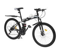 Mountain bike pieghevole a 26 velocità, doppio freno a disco, parafango e portabicchieri, perfetta per pendolarismo, fitness e avventure fuoristrada
