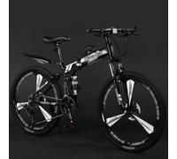 Mountain Bike Pieghevole Da 24'', 26'' E 27,5'' - Bicicletta A Doppia Sospensione Per Uomo E Donna, 21 Velocità, Telaio In Acciaio Ad Alto Tenore Di Carbonio, Ruote A Tre Razze A,24 inch