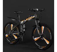 Mountain Bike Pieghevole Da 24'', 26'' E 27,5'' - Bicicletta A Doppia Sospensione Per Uomo E Donna, 21 Velocità, Telaio In Acciaio Ad Alto Tenore Di Carbonio, Ruote A Tre Razze C,27.5 inch