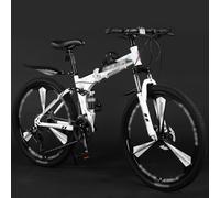 Mountain Bike Pieghevole Da 24'', 26'' E 27,5'' - Bicicletta A Doppia Sospensione Per Uomo E Donna, 21 Velocità, Telaio In Acciaio Ad Alto Tenore Di Carbonio, Ruote A Tre Razze B,26 inch