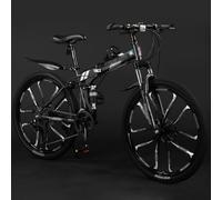 Mountain Bike Pieghevole Da 24 Pollici, 26 Pollici E 27,5 Pollici Con Doppi Freni A Disco, Ruota A Dieci Coltelli, Bicicletta Pieghevole In Acciaio Al Carbonio A 21 Velocità D,26 inch