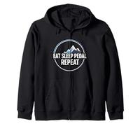 Mountain Biking Cyclist Eat Sleep Pedal Repeat Felpa con Cappuccio