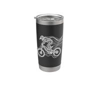 Mountain Biking Line Art Ciclista Bicchiere termico in acciaio inox doppia parete