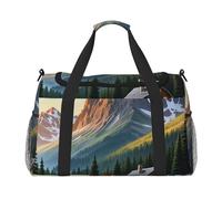 Mountain Bliss - Borsone da viaggio per uomini e donne, borsa da viaggio pieghevole e spaziosa borsa da viaggio per riporre articoli da toeletta, articoli personali, nero, L, Nero , L