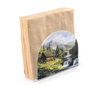 Mountain Brook Retreat Rustico Cabina Cascata Serenity Portagiovaglioli in acrilico per Picnic Bar Portagiovaglioli autoportante rustico con peso decorazione per la casa per Picnic Bar Rustico