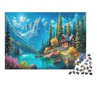 Mountain Cabin 1000 Pezzi Lago di Montagna Foresta Puzzle in Cartone Riciclato Gioco Educativo Decompressione per Adulti Decorazione Pareti Regali per Creatività e Donare