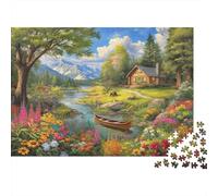 Mountain Cabin Scene_1 Puzzle impossibile, sfida per adulti, intrattenimento creativo, 1000 pezzi, opera d'arte per adulti e bambini dai 12 anni in su, 70 x 50 cm/1000 pezzi