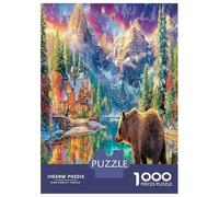 Mountain Cabin Scene 1000 Pezzi Bear by Lake Puzzle Giocattoli Puzzle Per Gioco Familiare Decorazione Della Famiglia Per Adulti Regalo Per Amico 52x38cm/1000pcs