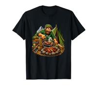 Mountain Campfire Cooking Rustico Avventura all'aperto Maglietta