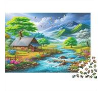 Mountain Countryside Puzzle 1000 Pezzi Recycled Cabin Puzzles per Bambini Gioco Genitore-Bambino Props Developing Bambini‘s Intelligence Educational 38x26cm/1000pcs