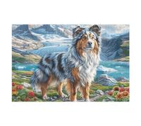 Mountain Cute Australian Shepherd Puzzle 1000 Pezzi Sfida Impossibile Esperti Rompicapo Estremamente Difficile Per Veri Appassionati Stimolo Intellettuale Regalo 1000 PCS