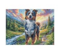 Mountain Cute Australian Shepherd Puzzle 500 Pezzi Rompicapo Collezione Paesaggi Multicolore Classici Per Amanti Del Puzzle Adulti Regalo Feste Nazionali E Aziendali 500 PCS