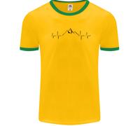 Mountain ECG Hiking Trekking Climbing Pulse Uomo Ringer T-Shirt