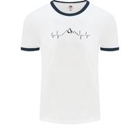 Mountain ECG Hiking Trekking Climbing Pulse Uomo Ringer T-Shirt