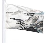 Mountain Flag 3x5 FT Paesaggio Cinese Pittura Scogliera Alberi Nube Bandiere per Esterni Grande Benvenuto Cortile Striscioni Casa Giardino Cortile Prato Decor