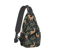 Mountain Forest Deer Print Sling Bag per uomo e donna, borsa a tracolla borsa da petto zaino per viaggi escursionismo