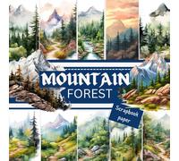 MOUNTAIN-FOREST SCRAPBOOK PAPER: This is a double sided craft paper, used in DIY junk journals, EPHEMERA, ORIGAMI, DECOUPAGE, MIXED MEDIA ART, Collage