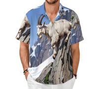 Mountain Goats - Camicia a maniche corte da arrampicata con bottoni, stile casual, nero, Medium-8X-Large