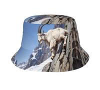 Mountain Goats - Cappello da sole pieghevole a tesa larga, unisex, protezione UV per pesca, spiaggia e giardino, traspirante, cappello da viaggio nero