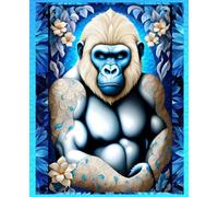 MOUNTAIN GORILLA COMPOSITION NOTEBOOK Diary Journal Workbook -Blue Ice Floral- Africa Rainforest Wildlife Wild Animal Nature Art Lover Gift: ֍7.25x9.5 ... Homeschool High School Ivy League University