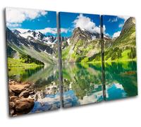 Mountain Lake Nature Natural Rocks beautiful Canvas Art Picture Print Photo