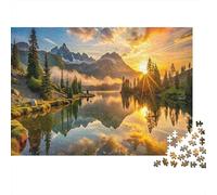 Mountain Lake Sunset_1 Puzzle Da 1000 Pezzi in Cartone Riciclato Extra Spesso Per Hobbyisti Di Puzzle, Allenamento Cognitivo E Logico, Attività Di Tempo Libero Nel Weekend, Top Valutato Rapporto Qual