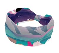 Mountain Landscape First Personson Print Fasce larghe per le donne Fasce elastiche per la testa antiscivolo Fascia per capelli turbante per allenamento Yoga Sport Corsa