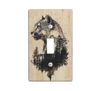 Mountain Lion - Piastra di protezione per interruttore, toni neutri, decorazione della vita selvaggia per accenti di casa rustica, piastra da parete in termoplastica, dimensioni standard a dondolo
