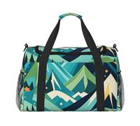Mountain Magic Print - Borsone da viaggio per uomini e donne, borsa da viaggio pieghevole e spaziosa borsa da viaggio per riporre articoli da toeletta, articoli personali, nero, L, Nero , L