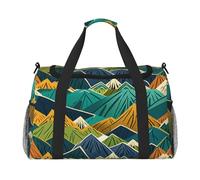 Mountain Melodies - Borsone da viaggio per uomini e donne, borsa da viaggio pieghevole e spaziosa borsa da viaggio per riporre articoli da toeletta, articoli personali, nero, L, Nero , L