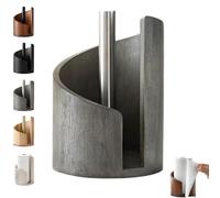 Mountain Paper Towel Holder Countertop, Mountain Paper Towel Holder Countertop with Mango Wood Round Base and Iron Holders, Easy One - Handed Operation for Kitchen Bathroom (Gray)