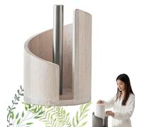 Mountain Paper Towel Holder Countertop with Mango Wood Round Base and Iron Holder, Modern Wood Paper Towel Holders, Kitchen & Bathroom Decor Organizer (White)