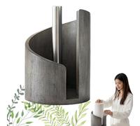 Mountain Paper Towel Holder Countertop with Mango Wood Round Base and Iron Holder, Modern Wood Paper Towel Holders, Kitchen & Bathroom Decor Organizer (Gray)