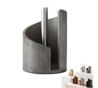 Mountain Paper Towel Holder Countertop with Mango Wood Round Base and Iron Holder, One-Hand Tearing for Mega Rolls, Stylish Storage for Kitchen Countertop, Bathroom, Living Room (Gray)